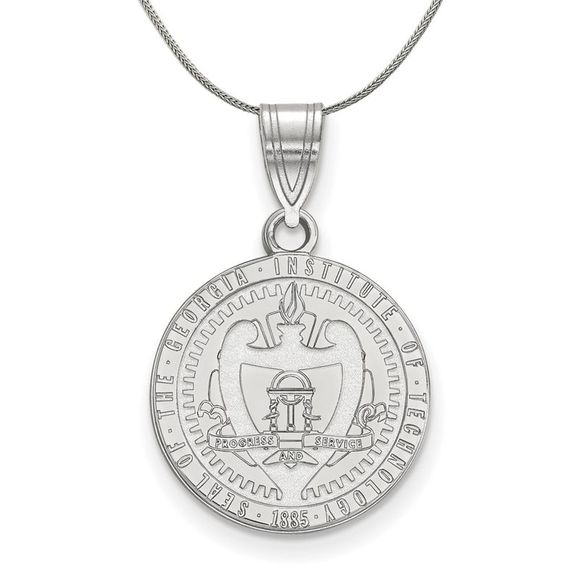 Sterling Silver Georgia Technology Med Crest Necklace - 20 Inch